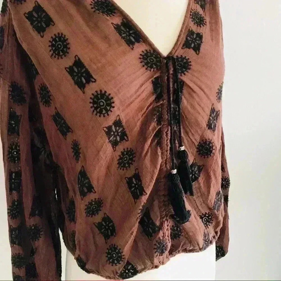 Free People Bohamien Embroidered Top Shirt XS - Picture 5 of 8